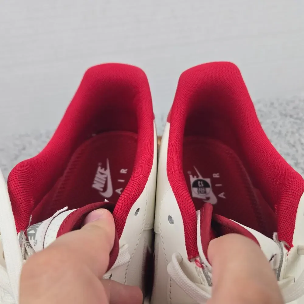 Nike Mens 13 Air Force 1 07 Low Sail Gym Red Casual Daily Sneaker FV0392-101